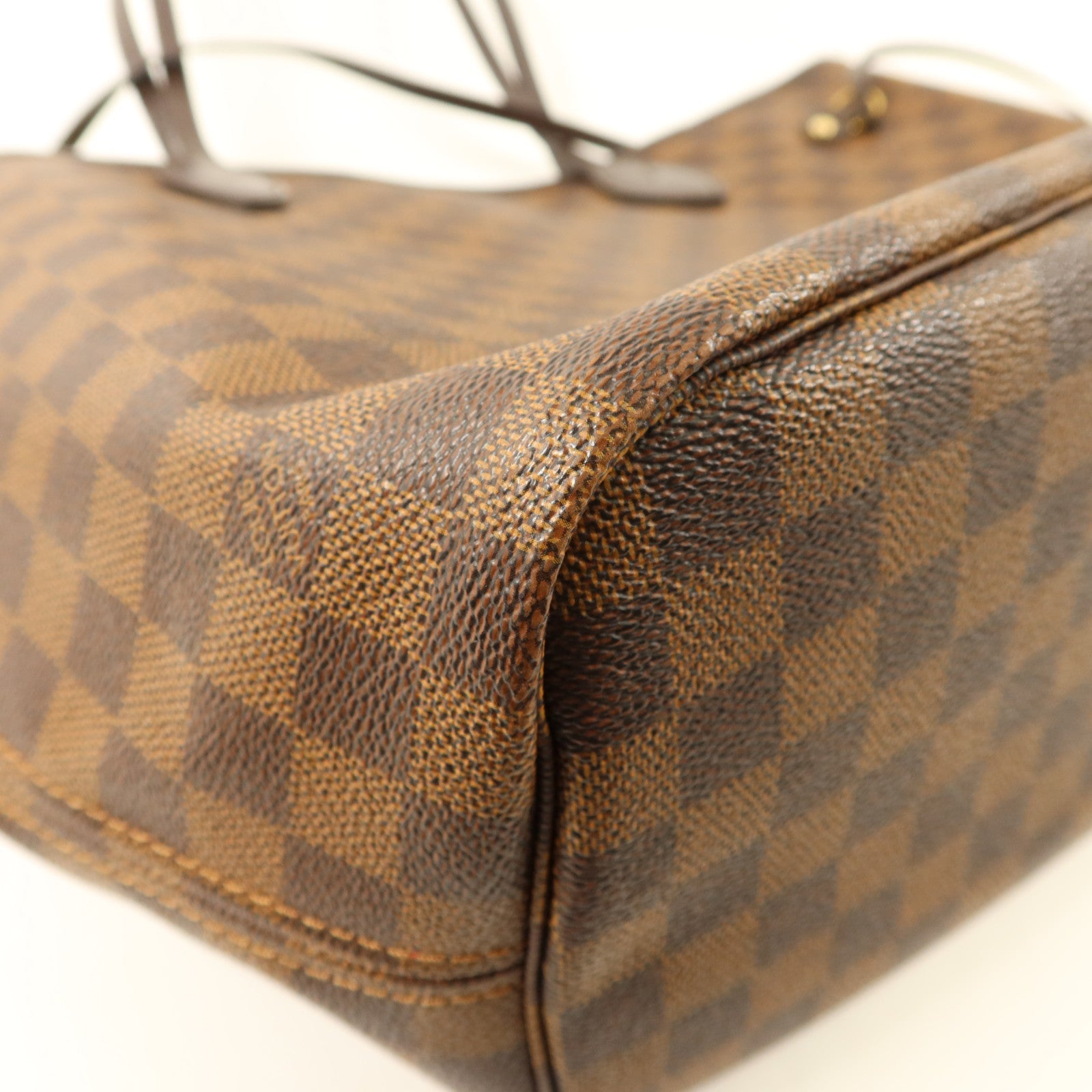 LOUIS VUITTON Damier Neverfull MM金扣手挽袋