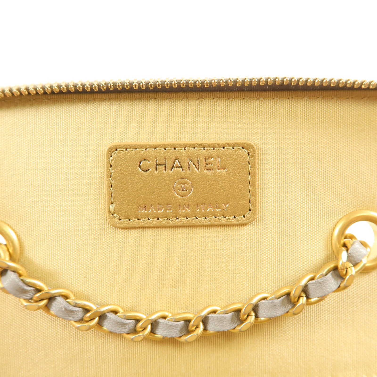 CHANEL CC GHW Vanity Case Chain Shoulder Bag Calfskin Leather Grey