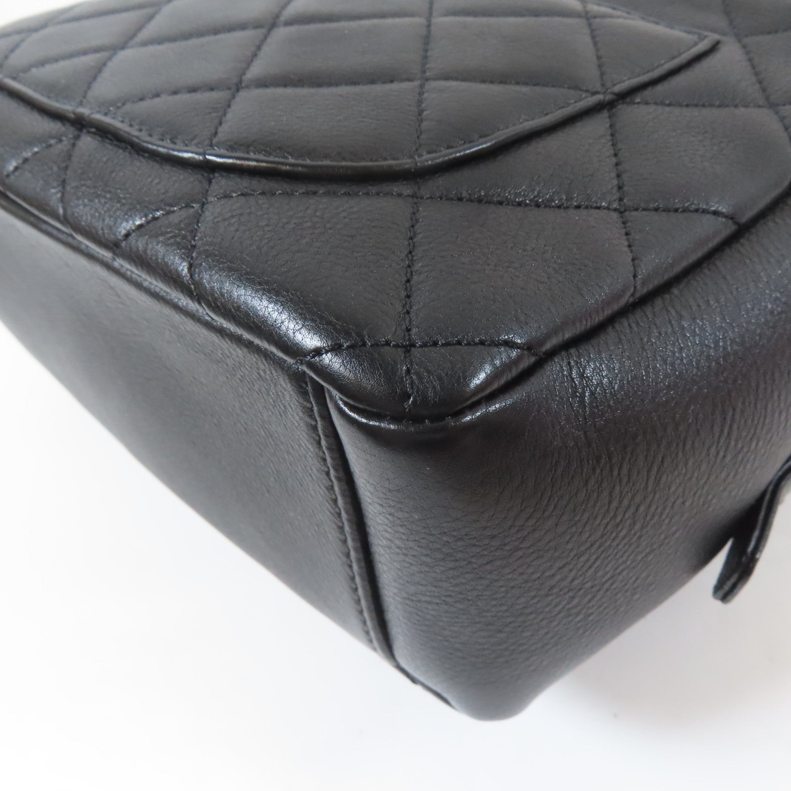 CHANEL 菱格牛皮皮革2way Shoulder Bag金扣鏈帶手挽肩背兩用袋黑色