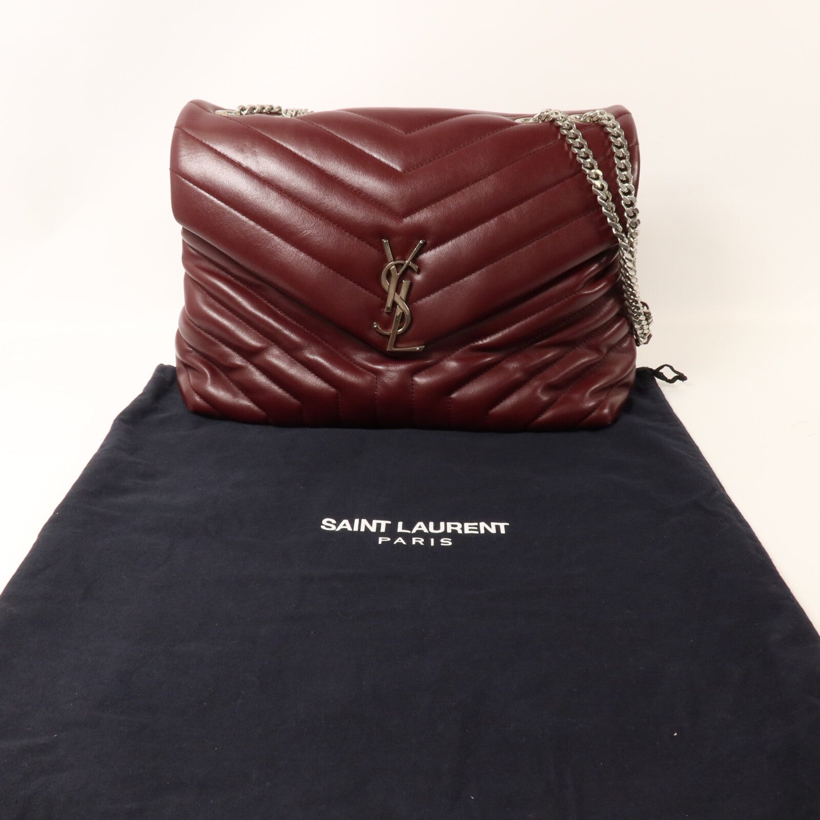 SAINT LAURENT 牛皮皮革Loulou Medium鏈帶肩背袋