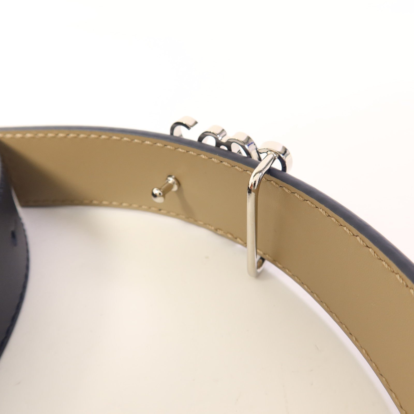 LOEWE 牛皮皮革Reversible Anagram銀扣腰帶