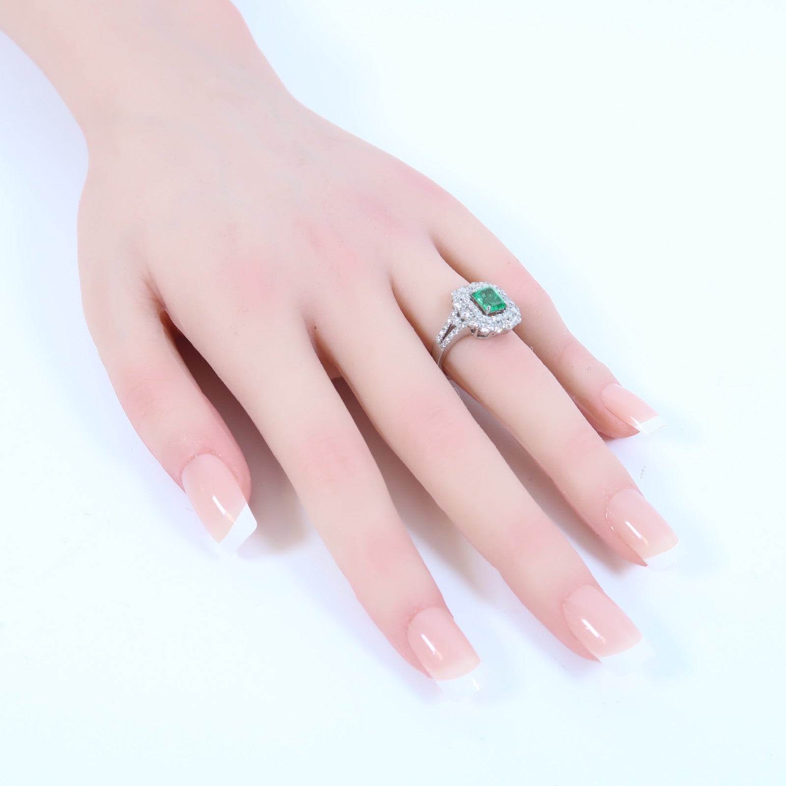JEWELRY 【激減優惠】PT950鉑金Emerald Ring 0.84ct綠寶石/0.96ct鑽石戒指US#5.5