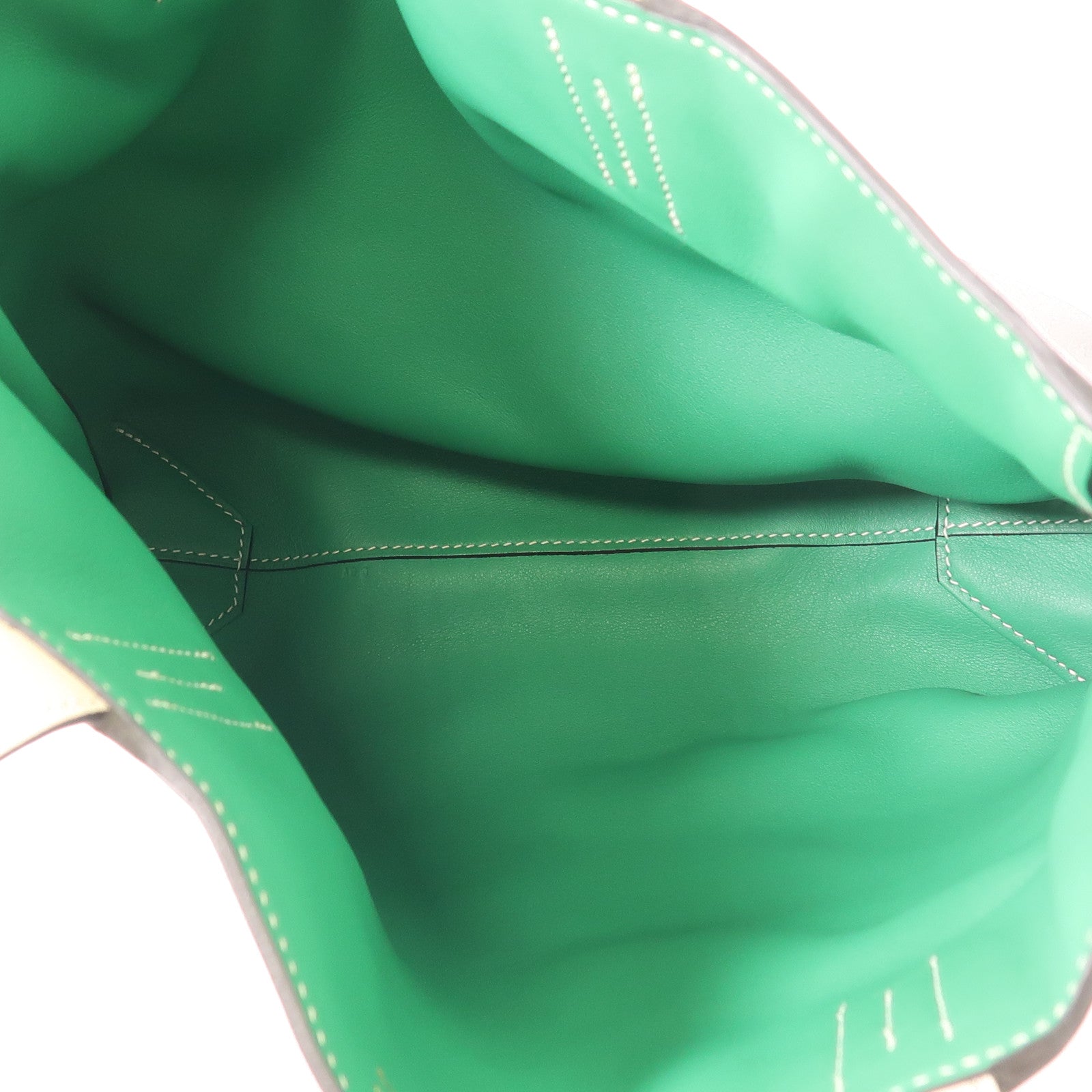 HERMES Swift皮革Double Sens 28肩背袋/手挽袋Bambou/Vert Anglais/Gris Perle