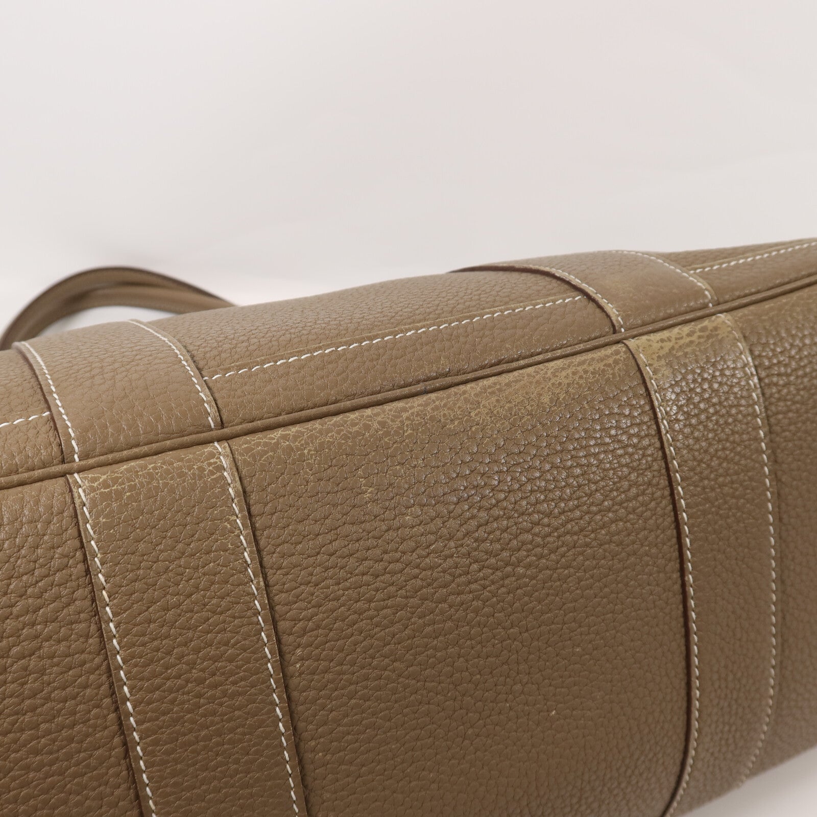 HERMES Clemence皮革Garden Party PM銀扣手挽袋Etoupe