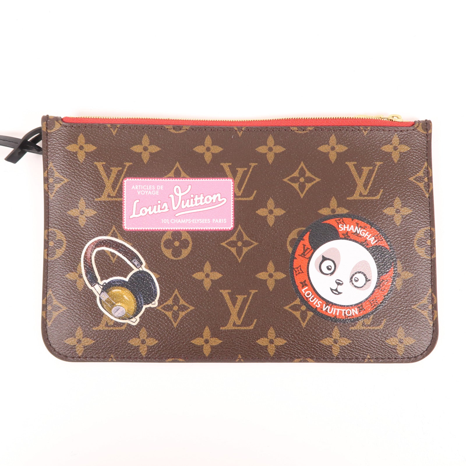 LOUIS VUITTON Monogram Macassar World Tour Neverfull MM金扣手挽袋