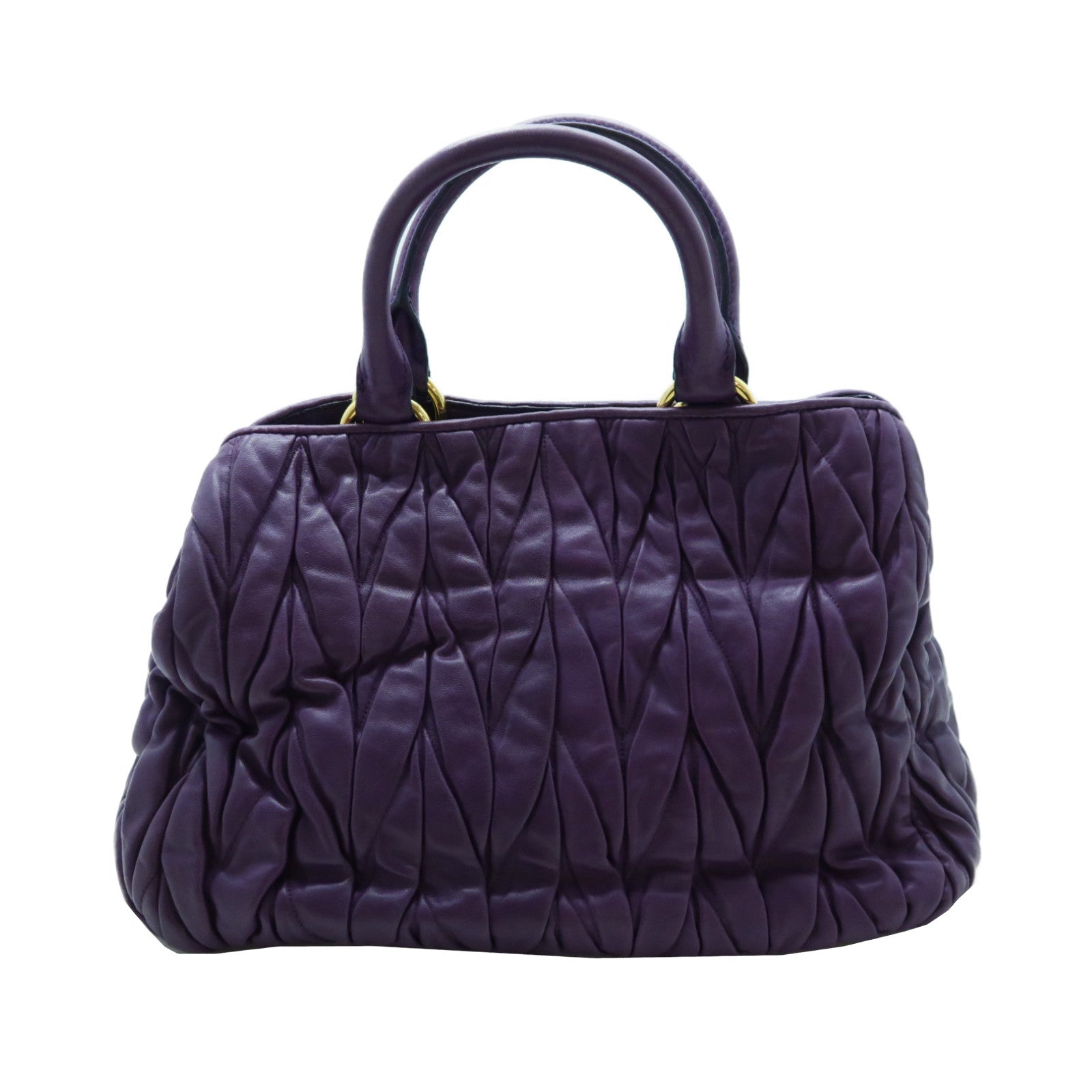 Miu Miu 羊皮皮革2 Way Shoulder金扣手挽肩背兩用袋紫色