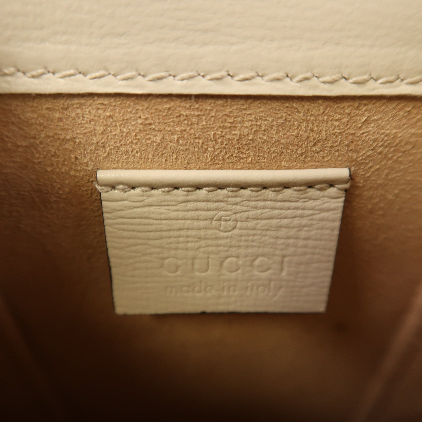 GUCCI 塗層帆布Horsebit 1955 Mini金扣肩背袋白色