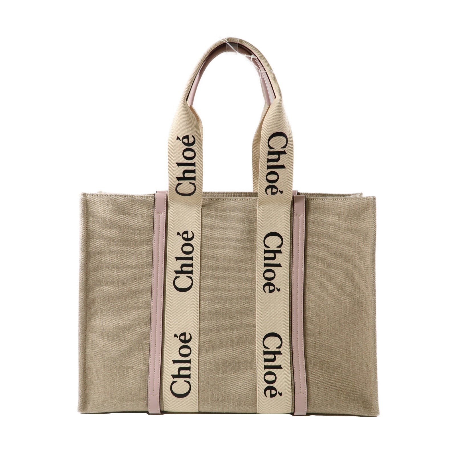 Chloe 【激減優惠】帆布Large Woody Tote Bag手挽袋粉紅色