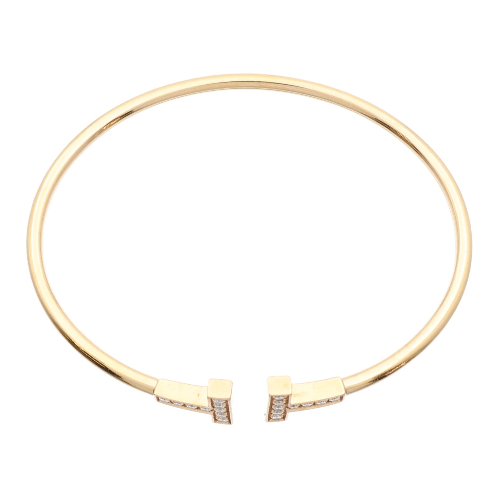 TIFFANY＆CO 18K玫瑰金T Wire Diamond Bangle鑽石手鐲