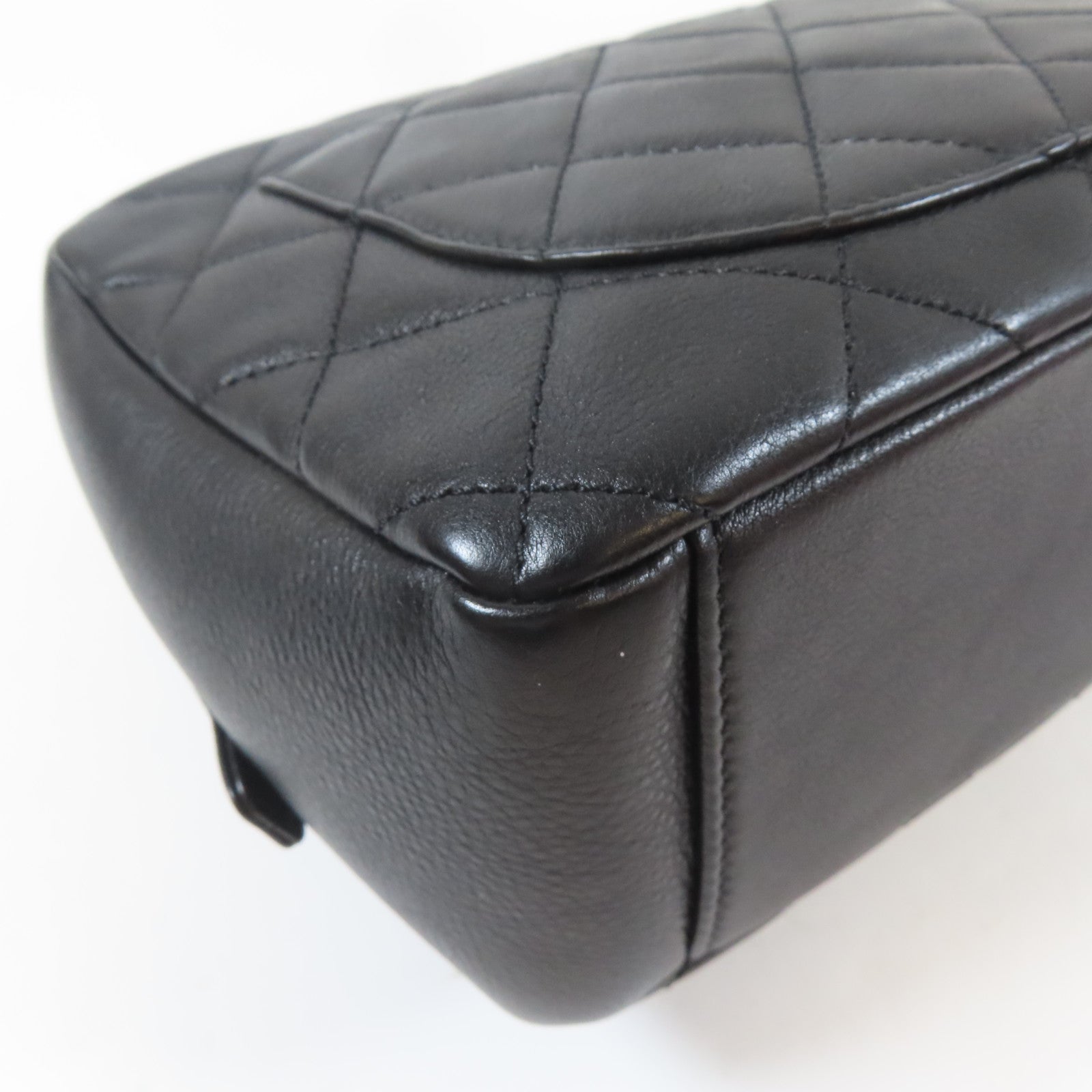 CHANEL 菱格牛皮皮革2way Shoulder Bag金扣鏈帶手挽肩背兩用袋黑色