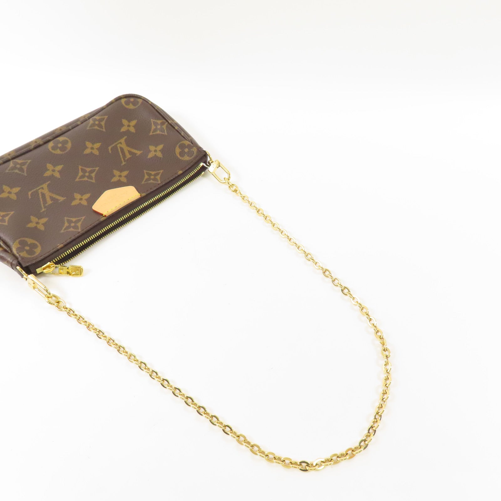 LOUIS VUITTON Monogram Multi Pochette Accessoires金扣肩背袋棕色