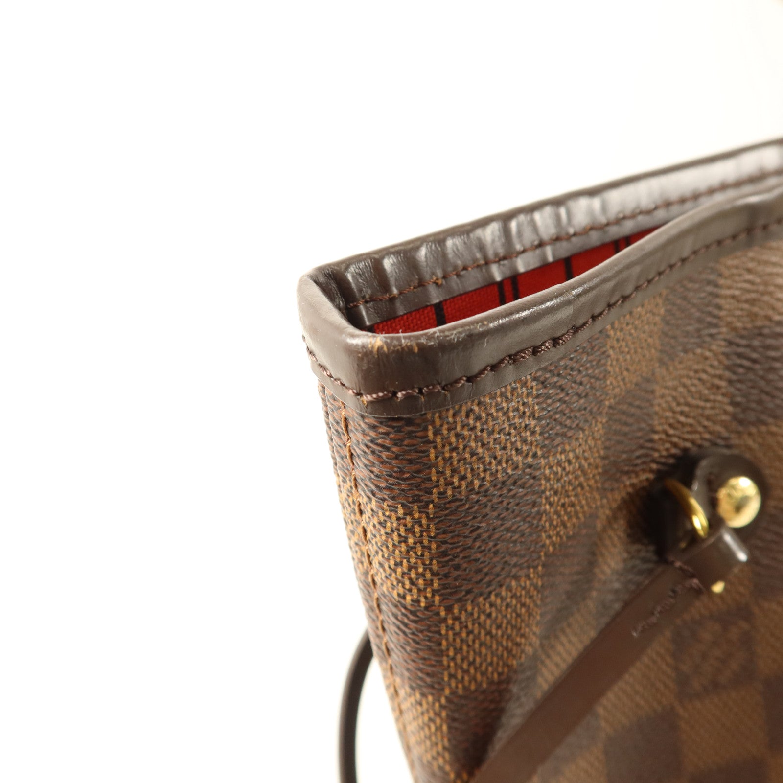 LOUIS VUITTON Damier Neverfull MM金扣手挽袋