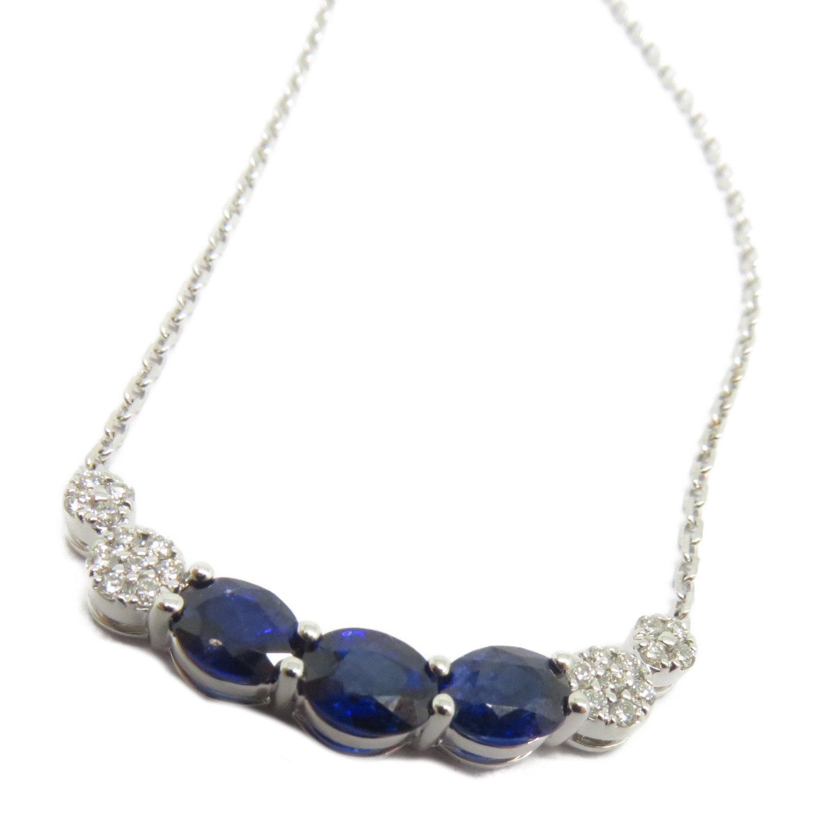 JEWELRY 【激減優惠】18K白金Sapphire Necklace 1.300ct藍寶石/0.132ct鑽石項鍊