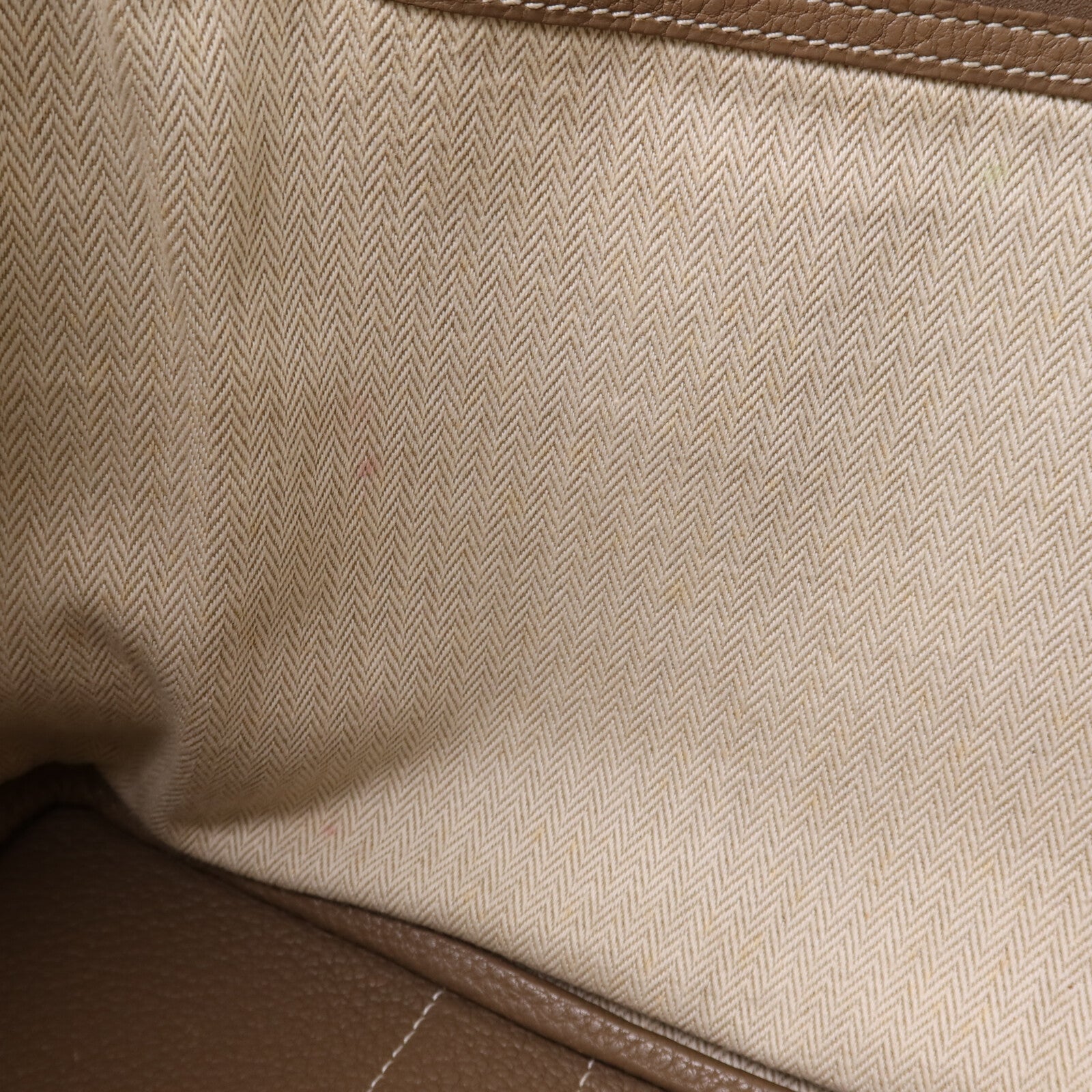 HERMES Clemence皮革Garden Party PM銀扣手挽袋Etoupe