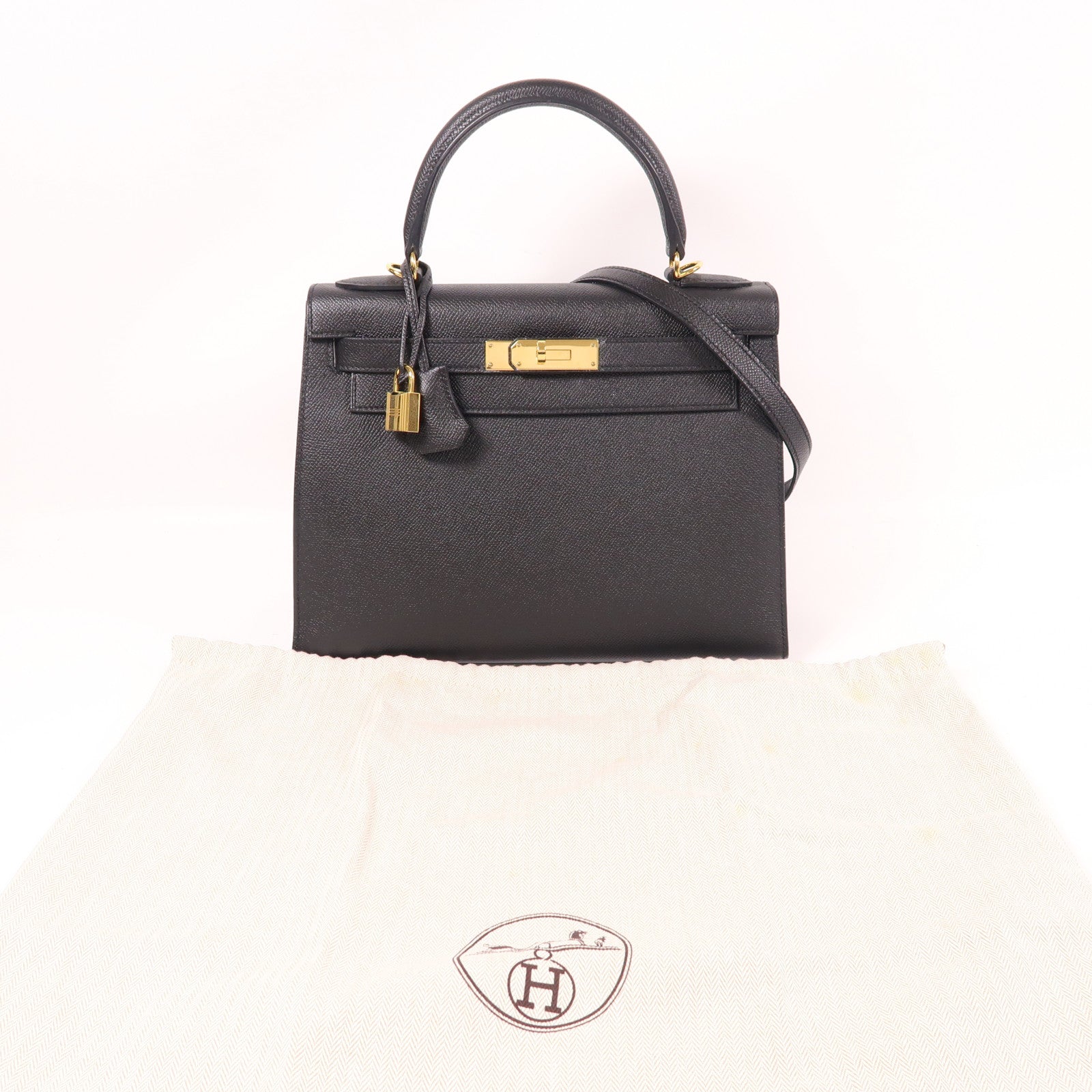 HERMES 【激減優惠】Epsom皮革Kelly 28金扣手挽肩背兩用袋