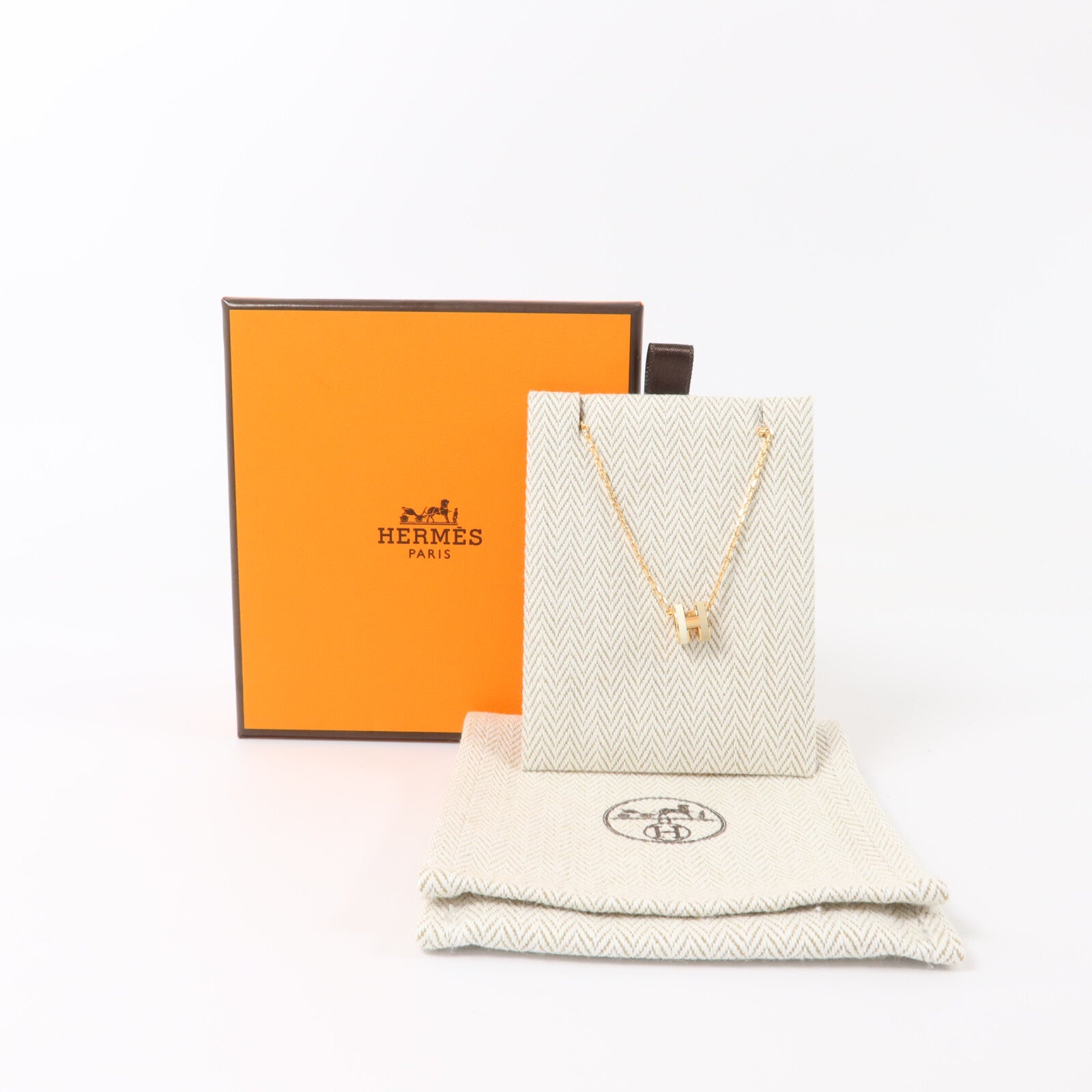 HERMES 金屬Mini Pop H項鍊Nata/Marron Glace