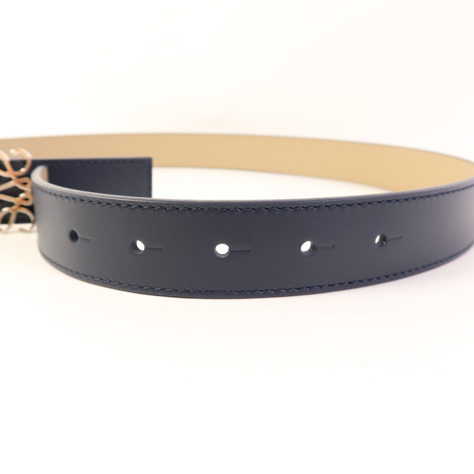 LOEWE 牛皮皮革Reversible Anagram銀扣腰帶