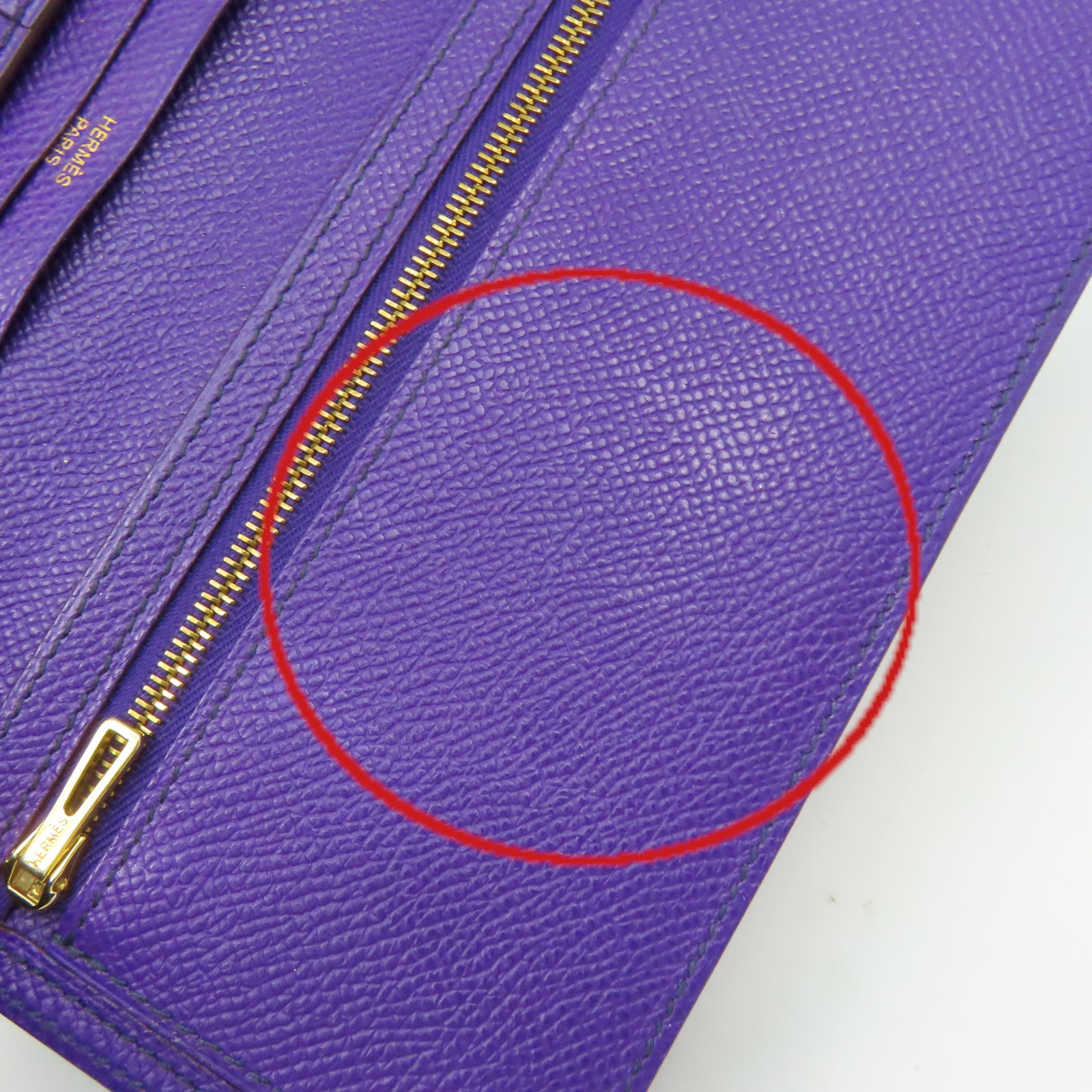 HERMES 【激減優惠】Epsom皮革Bearn Wallet金扣長錢包紫色