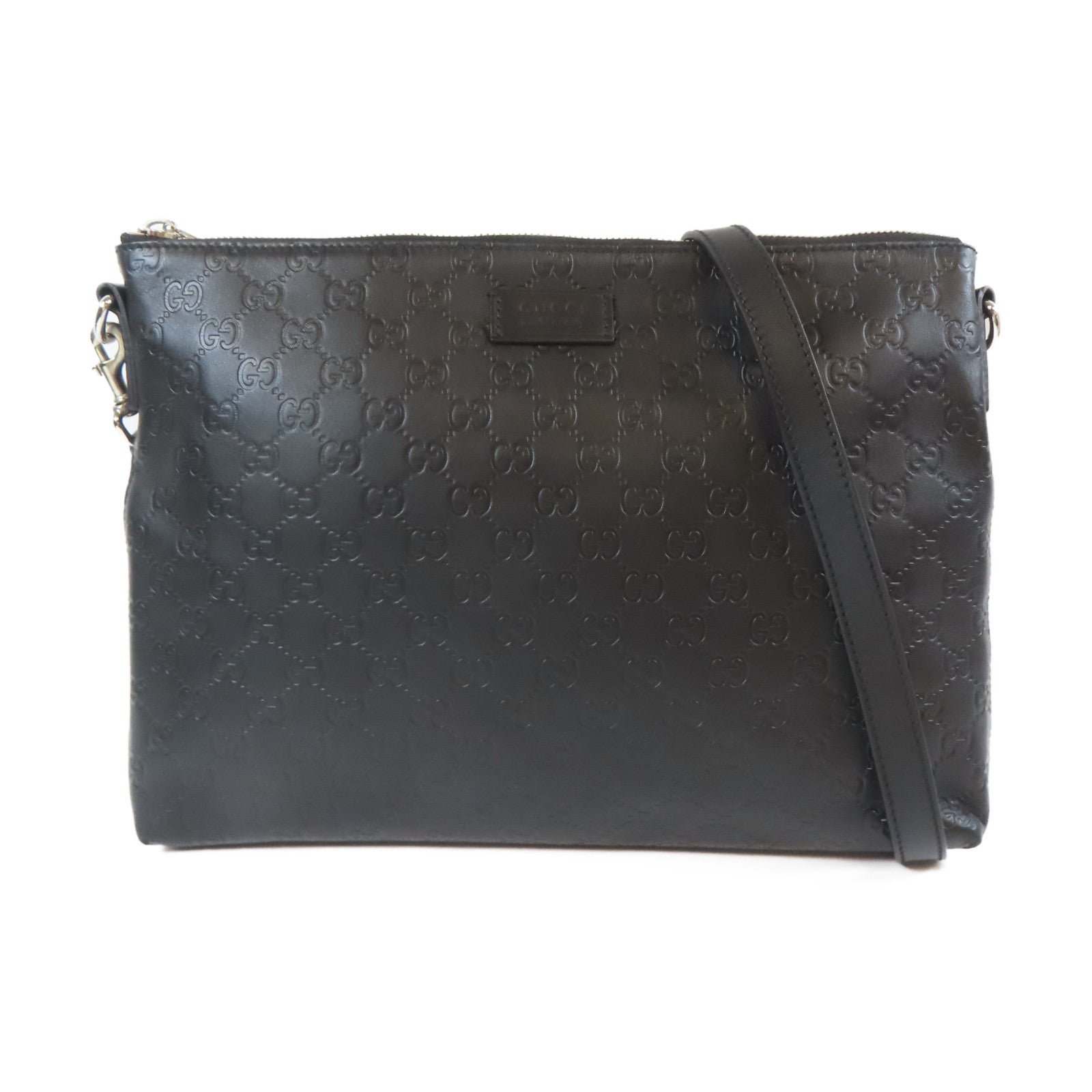 GUCCI 牛皮皮革Shoulder Bag銀扣肩背袋黑色