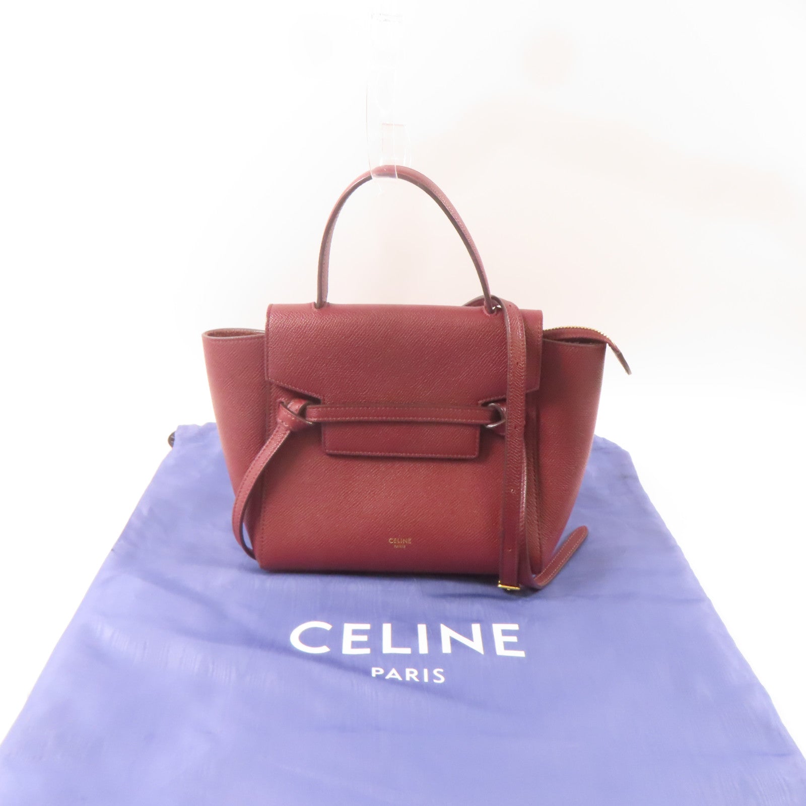 CELINE 牛皮皮革Belt Bag金扣手挽肩背兩用袋紅色