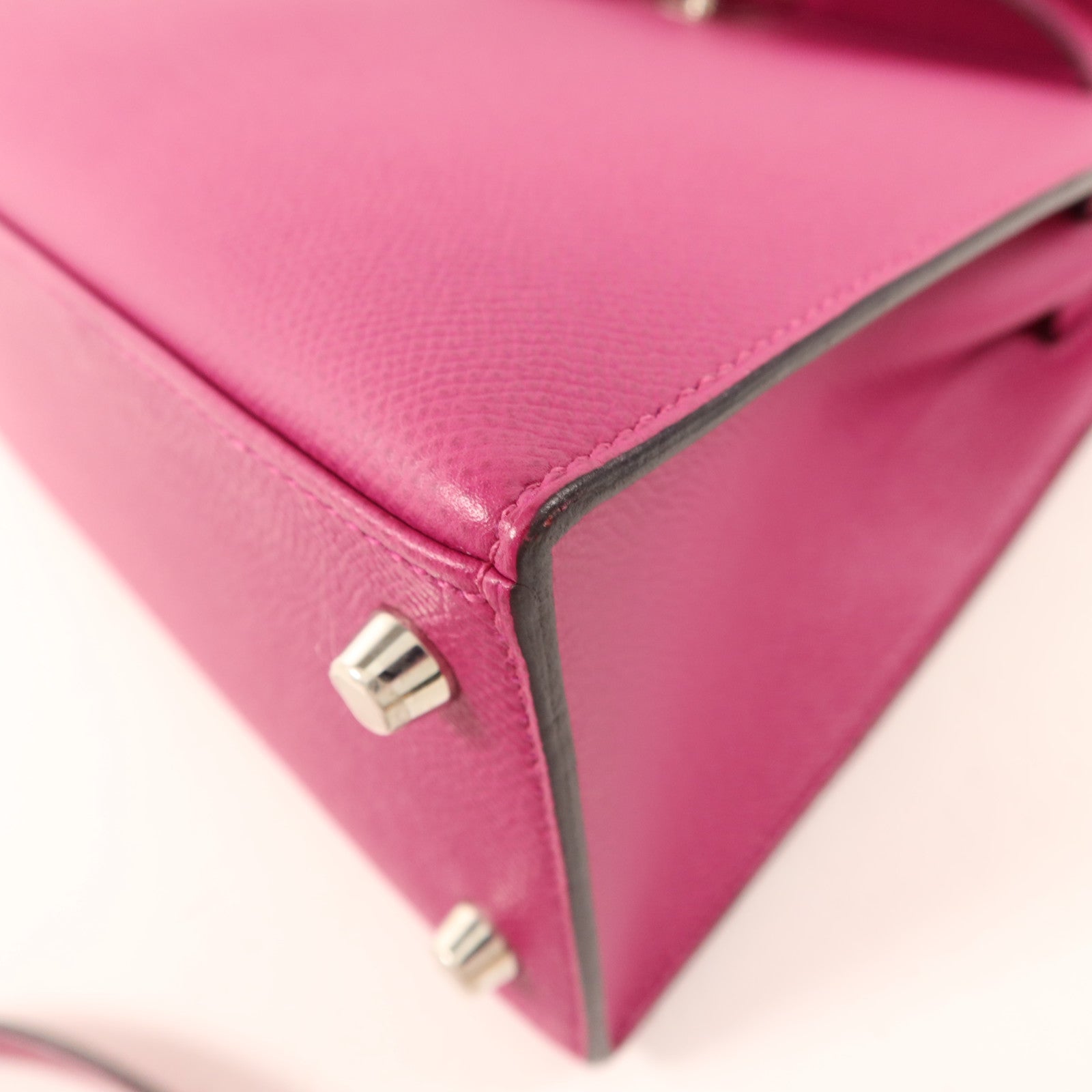 HERMES Epsom皮革Sac Kelly II Sellier 25銀扣手挽肩背兩用袋Rose Pourpre