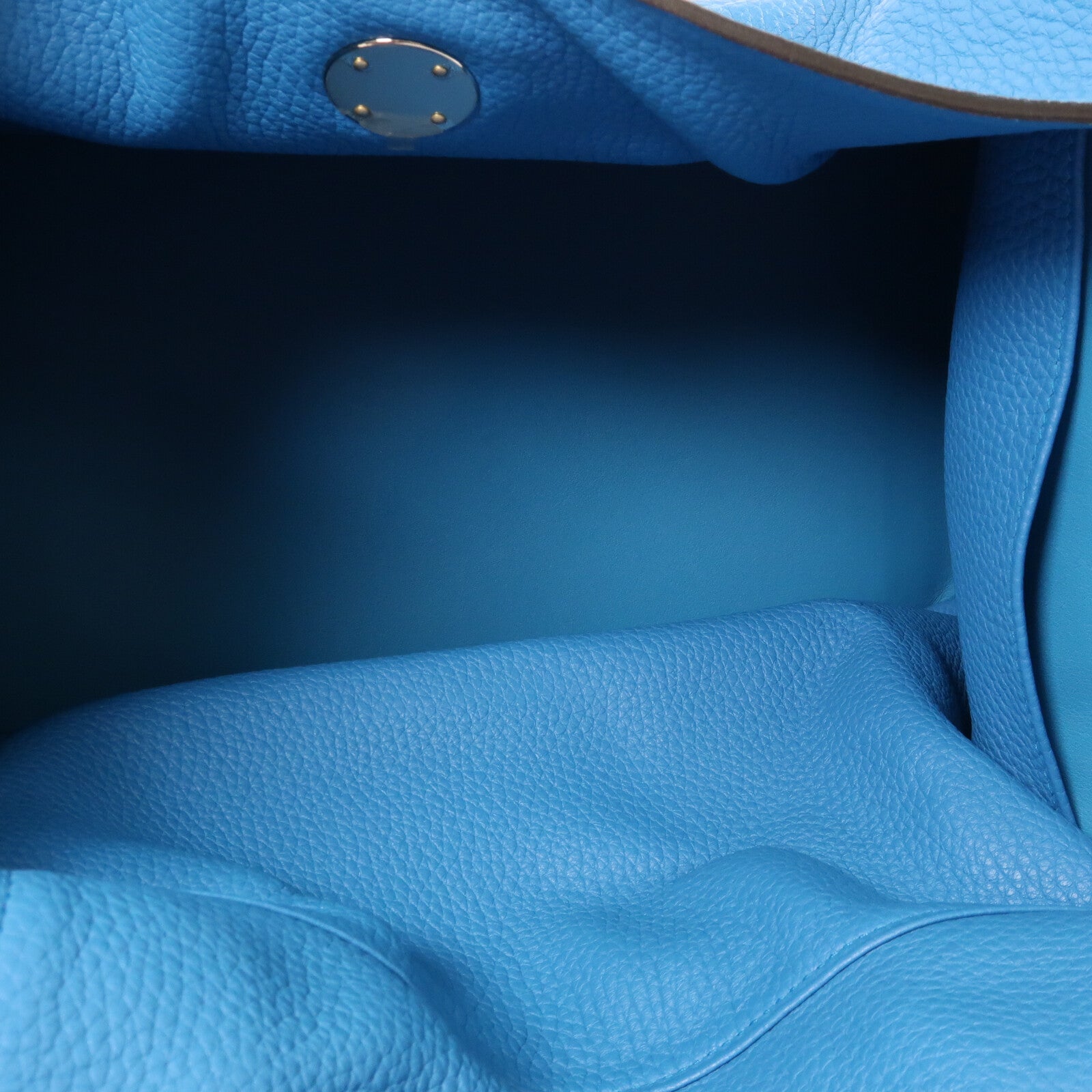 HERMES Clemence皮革Lindy 34銀扣手挽肩背兩用袋Bleu Zanzibar