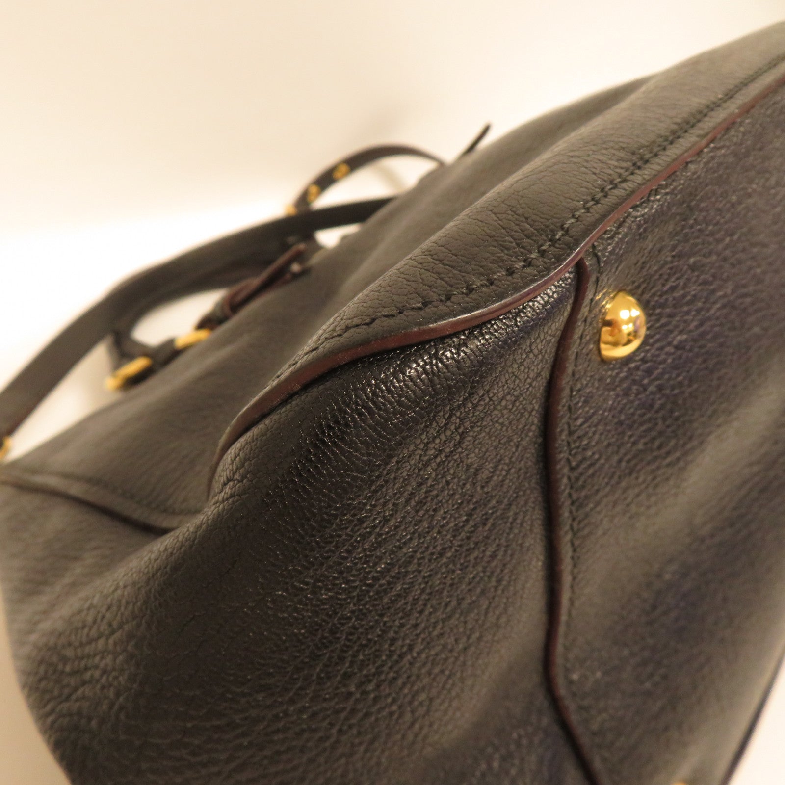 Miu Miu 【激減優惠】牛皮皮革Tote Bag金扣手挽肩背兩用袋黑色