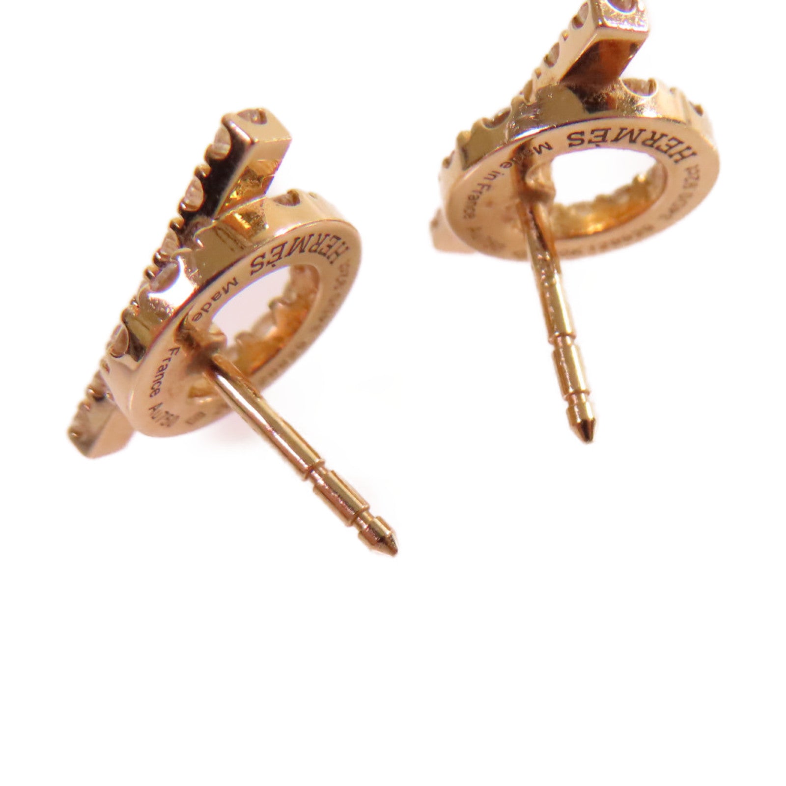 HERMES 18K玫瑰金/0.92ct鑽石Finesse Diamond Earrings耳環