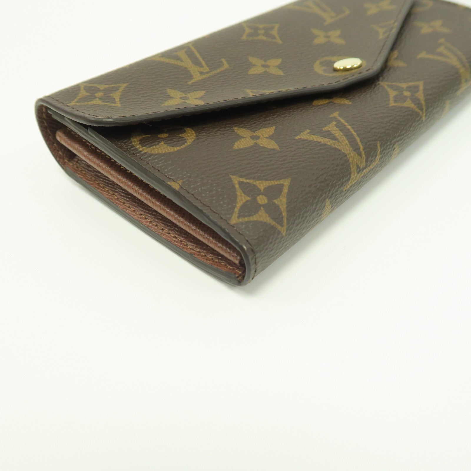 LOUIS VUITTON Monogram Sarah金扣拉鏈長錢包啡色