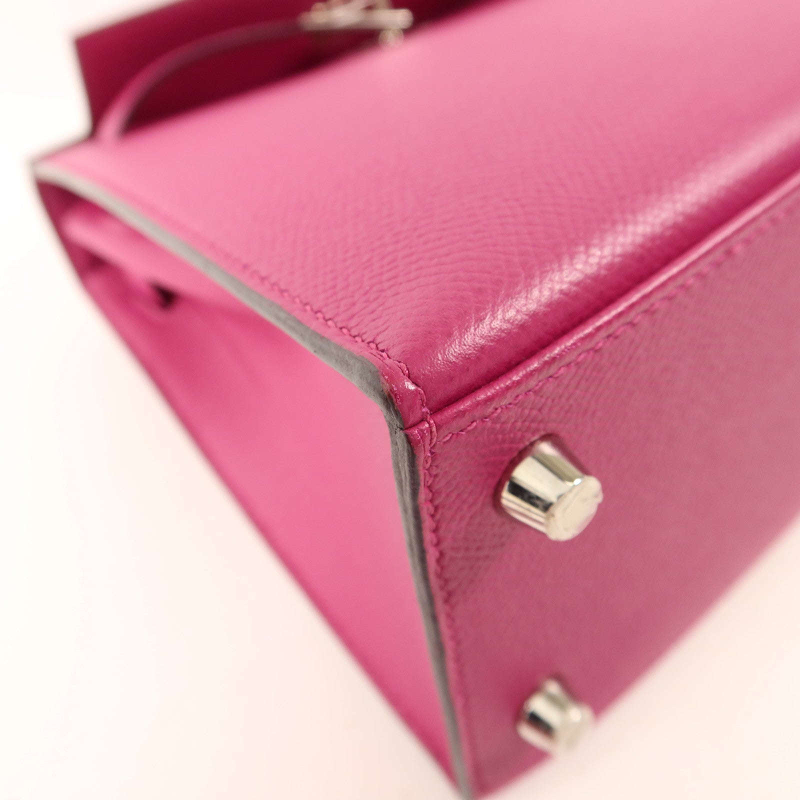 HERMES Epsom皮革Sac Kelly II Sellier 25銀扣手挽肩背兩用袋Rose Pourpre