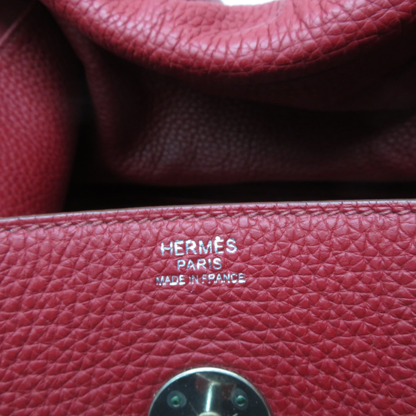 HERMES 【激減優惠】Clemence皮革Lindy 34銀扣手挽肩背兩用袋法拉利紅色