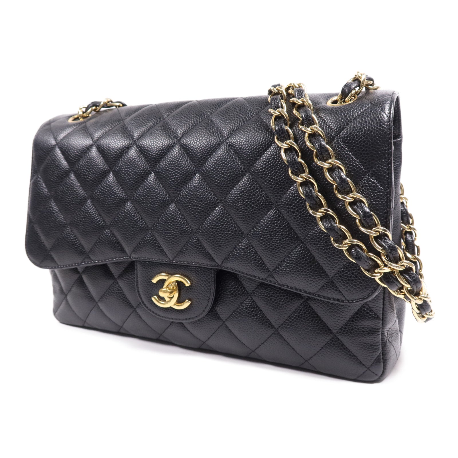 CHANEL 牛皮皮革Large Classic金扣鏈帶肩背袋