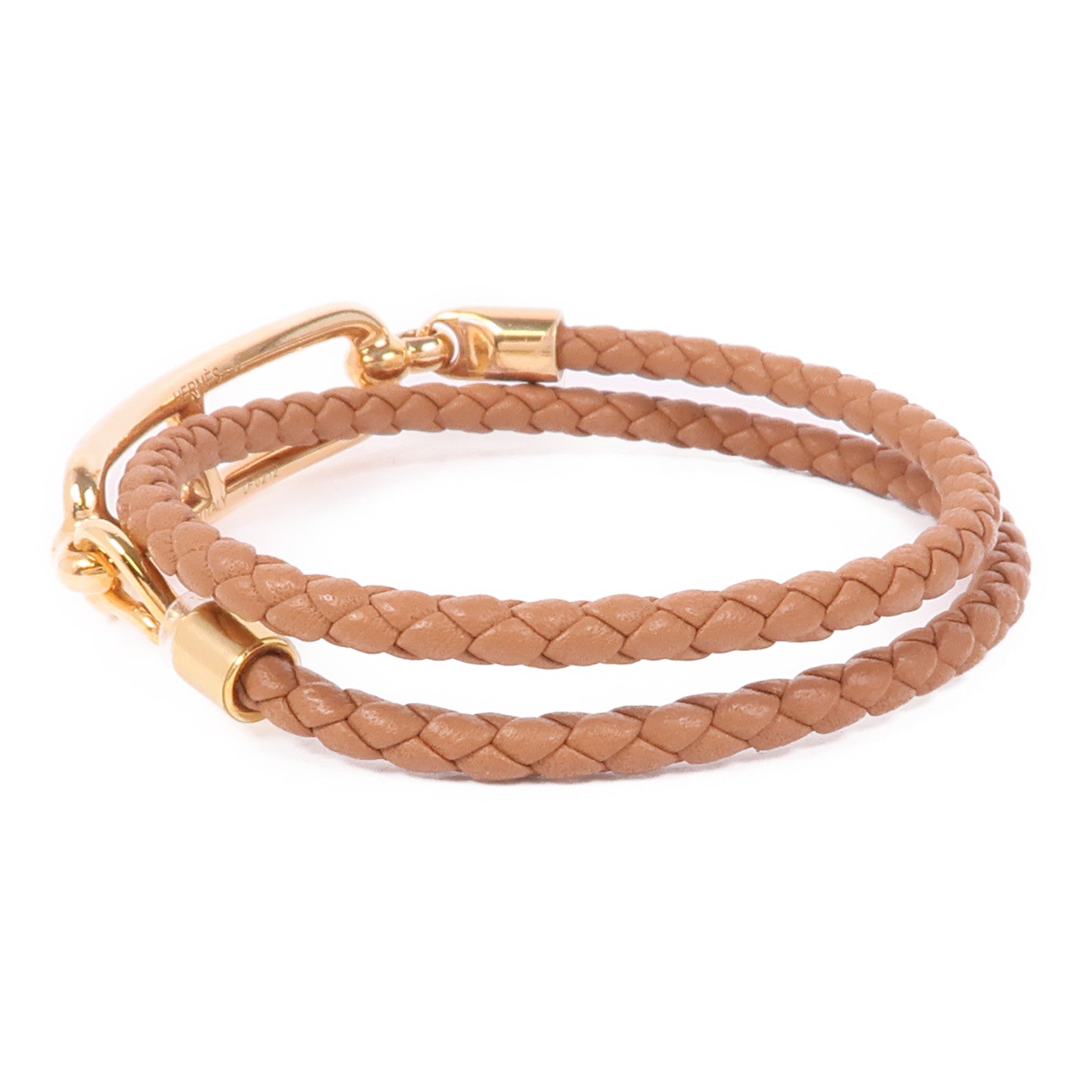 HERMES Swift皮革Roulis Double Tour Bracelet玫瑰金扣手鐲Gold
