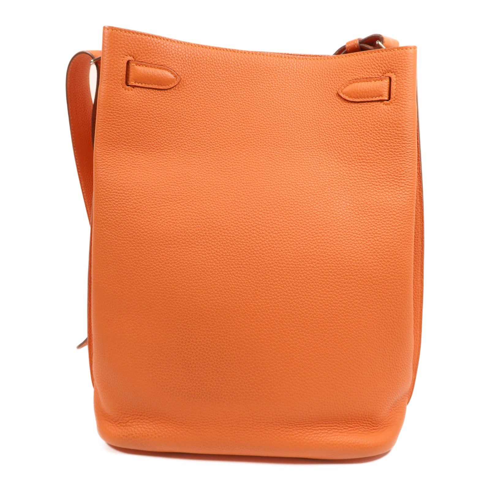 HERMES Togo皮革So Kelly 26銀扣肩背袋Feu