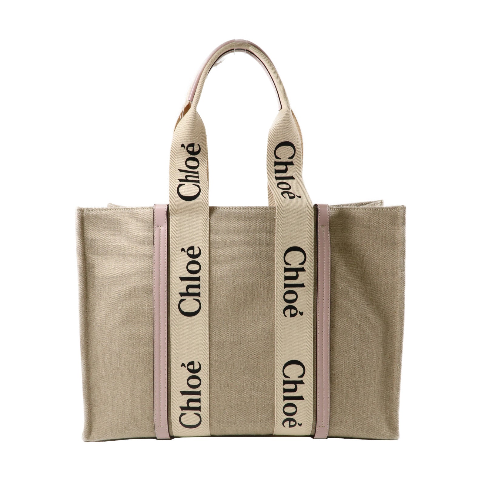Chloe 【激減優惠】帆布Large Woody Tote Bag手挽袋粉紅色