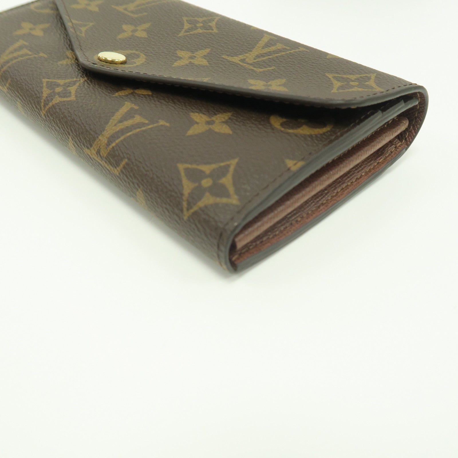 LOUIS VUITTON Monogram Sarah金扣拉鏈長錢包啡色