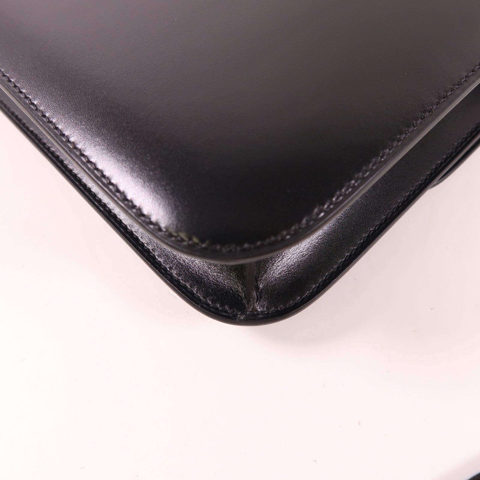 HERMES 皮革Constance 24肩背袋銀扣肩背袋Noir