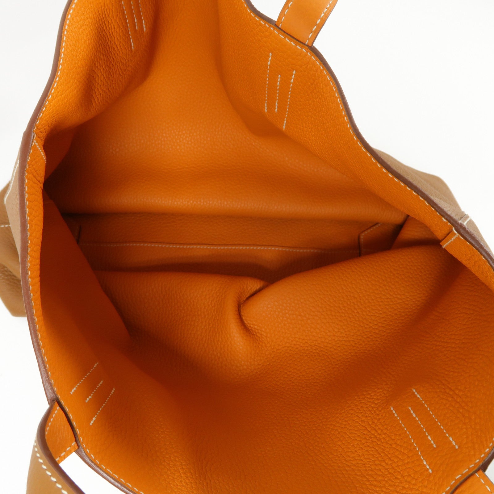 HERMES Clemence皮革Double Sens 45肩背袋Gold/Orange