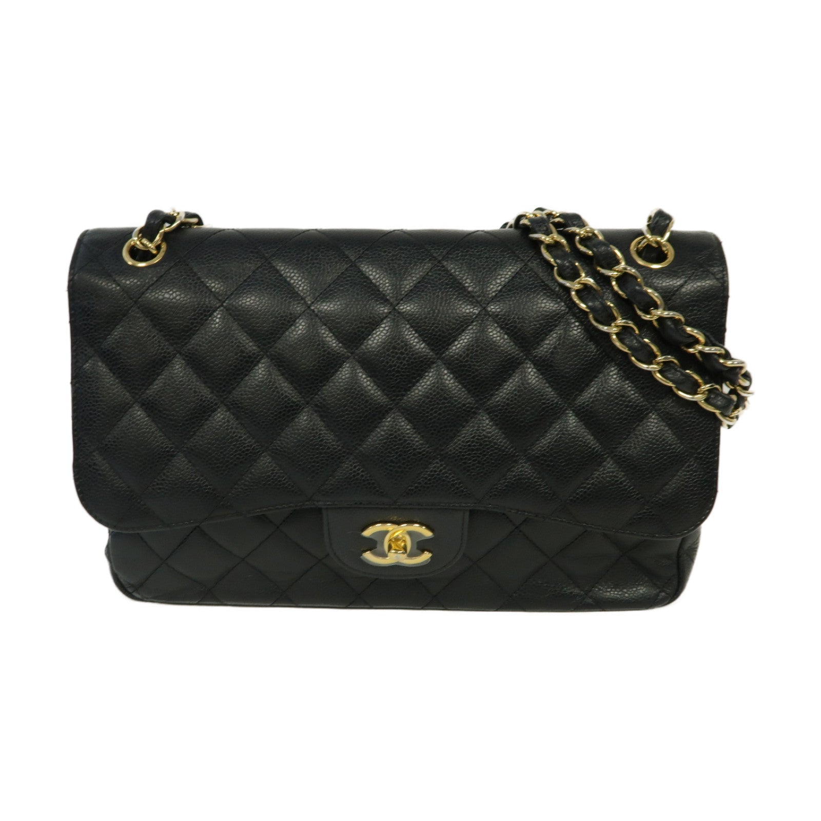 CHANEL **【激減優惠】皮革Classic Flap 30金扣鏈帶肩背袋黒色
