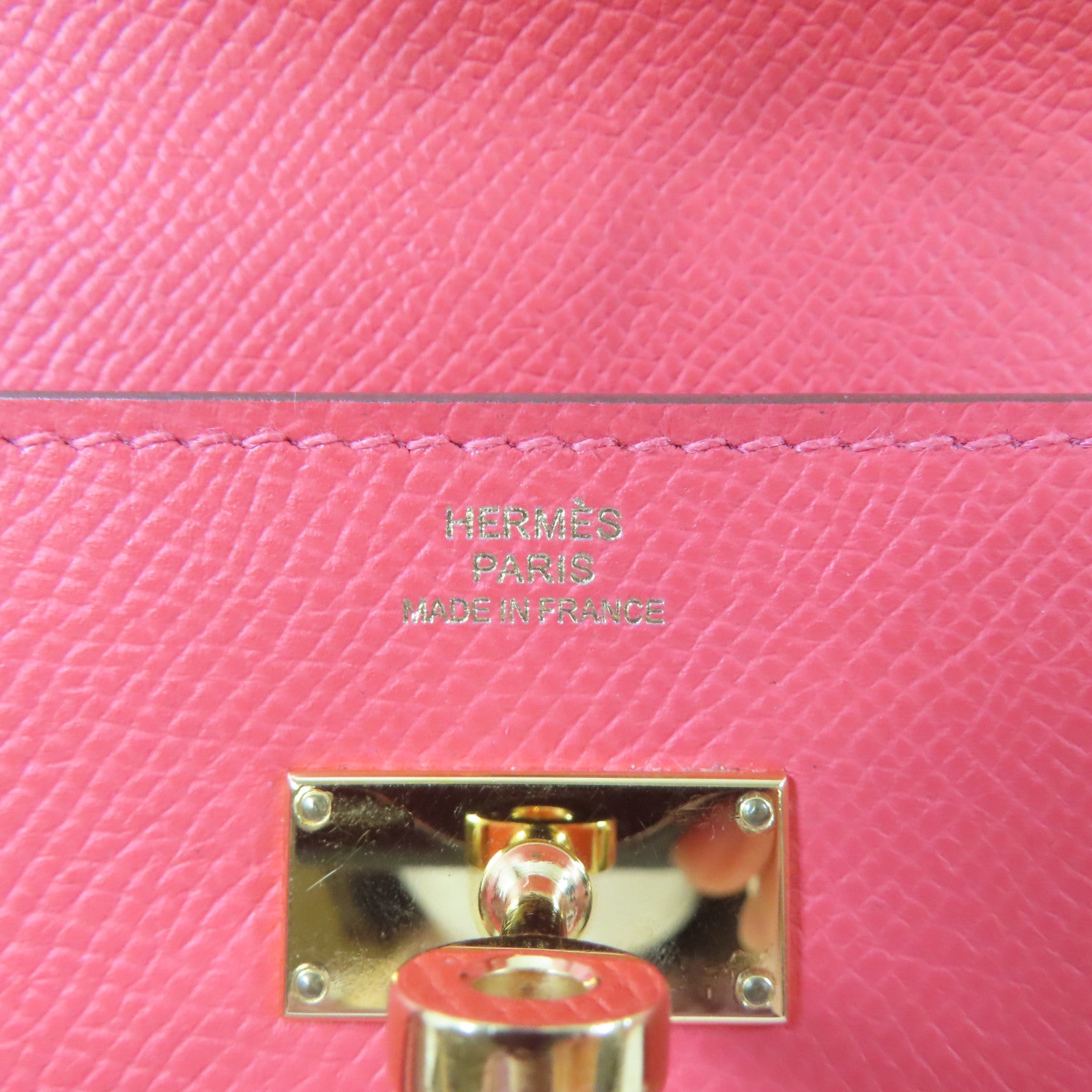 HERMES Epsom皮革Kelly Wallet金扣長錢包Rose Jaipur