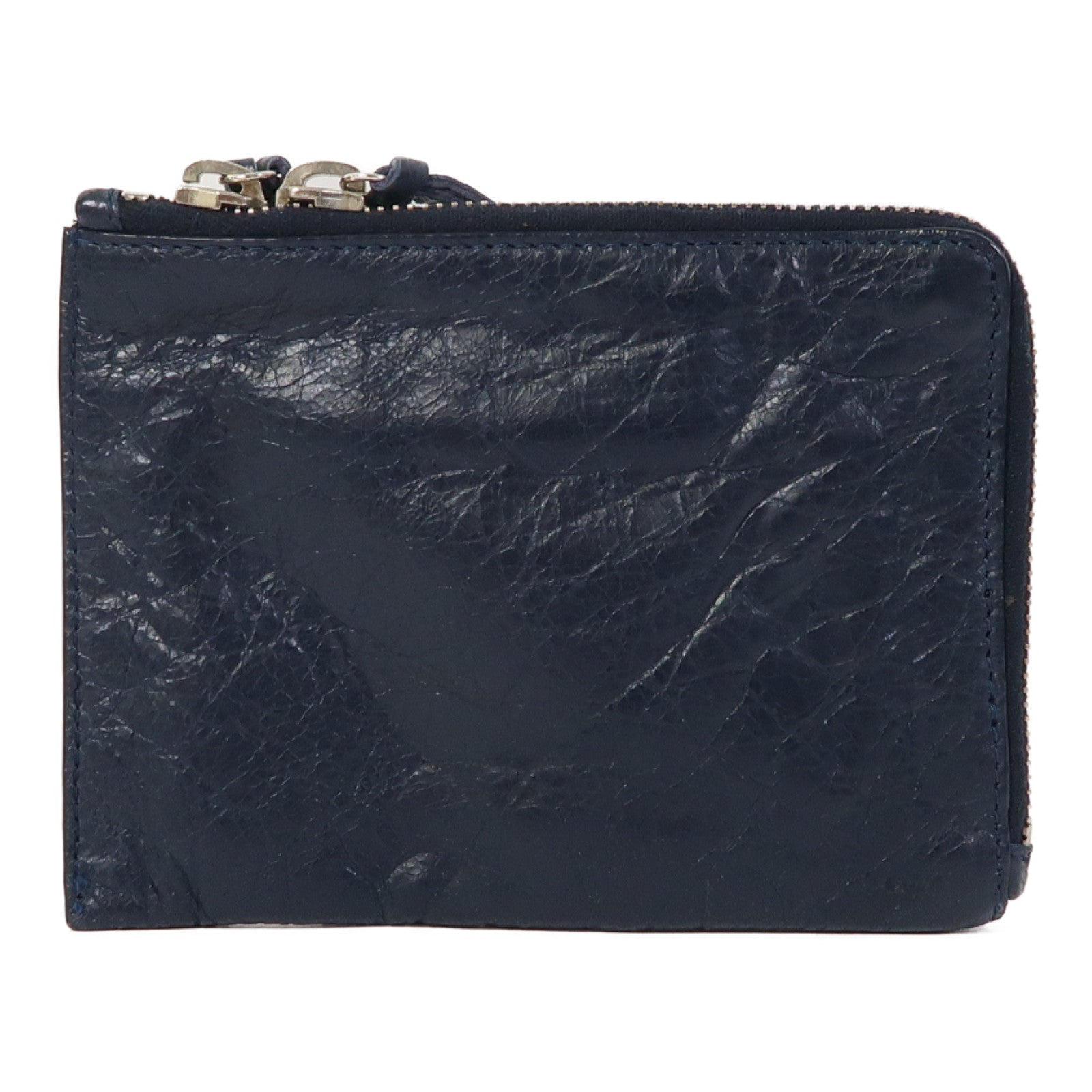BALENCIAGA 牛皮皮革Coin Case銀扣零錢包藍色