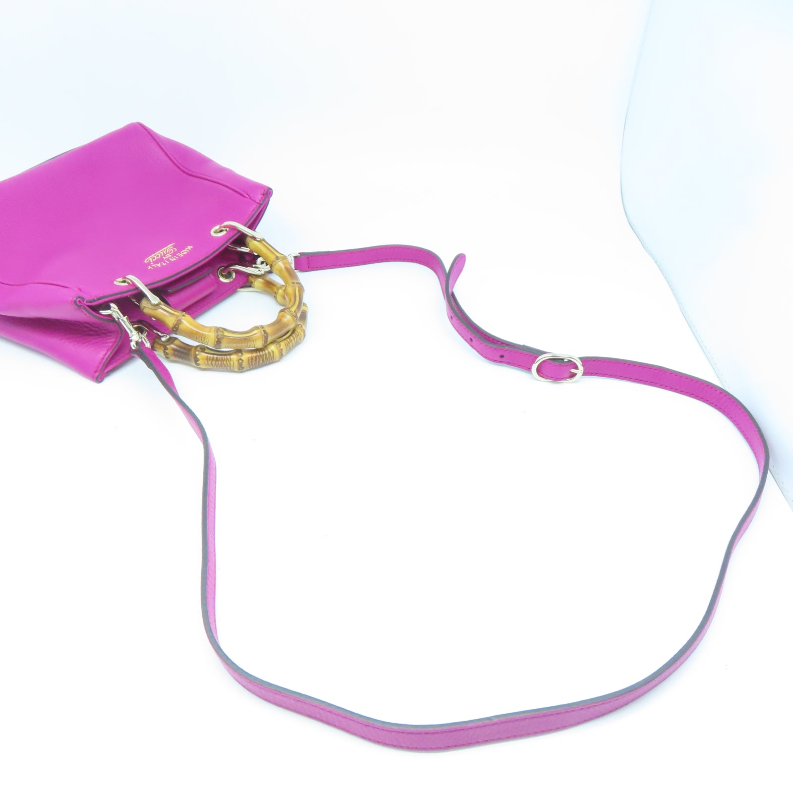GUCCI 【激減優惠】牛皮皮革2 Way Shoulder銀扣手挽肩背兩用袋粉紅色