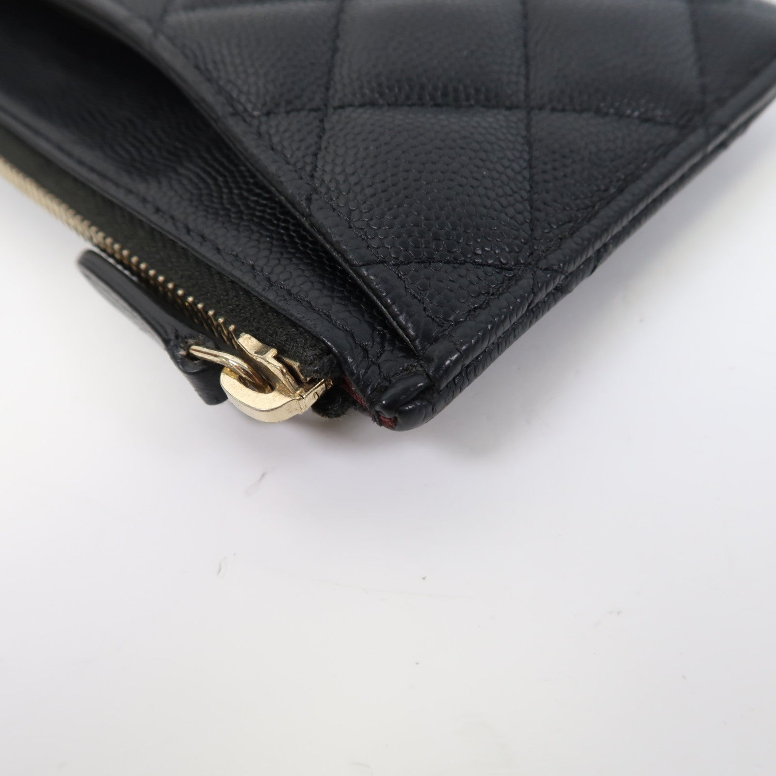CHANEL Caviar皮革Long Card Holder金扣卡片套黑色