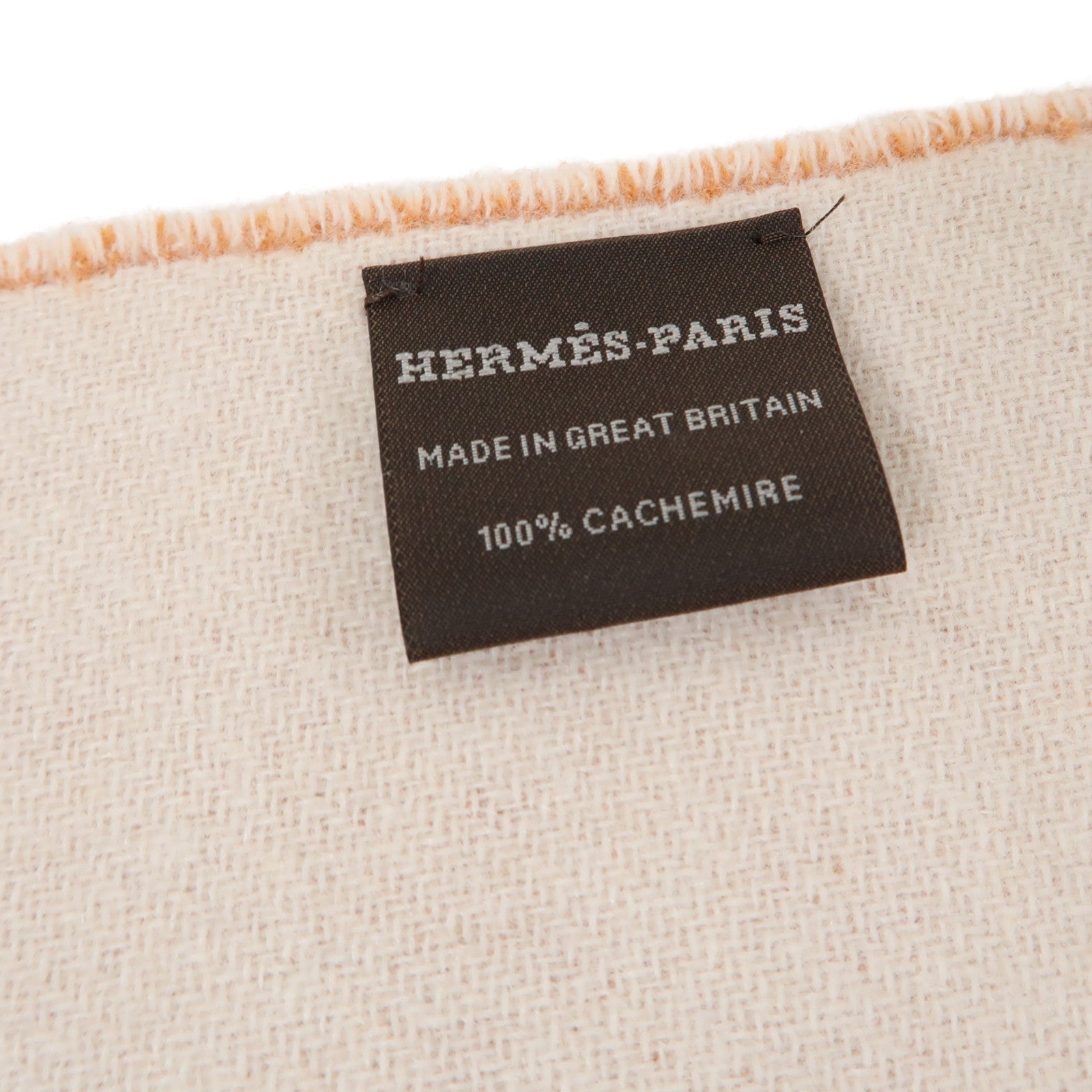 HERMES 【激減優惠】羊絨Muffler圍巾橙色/米色