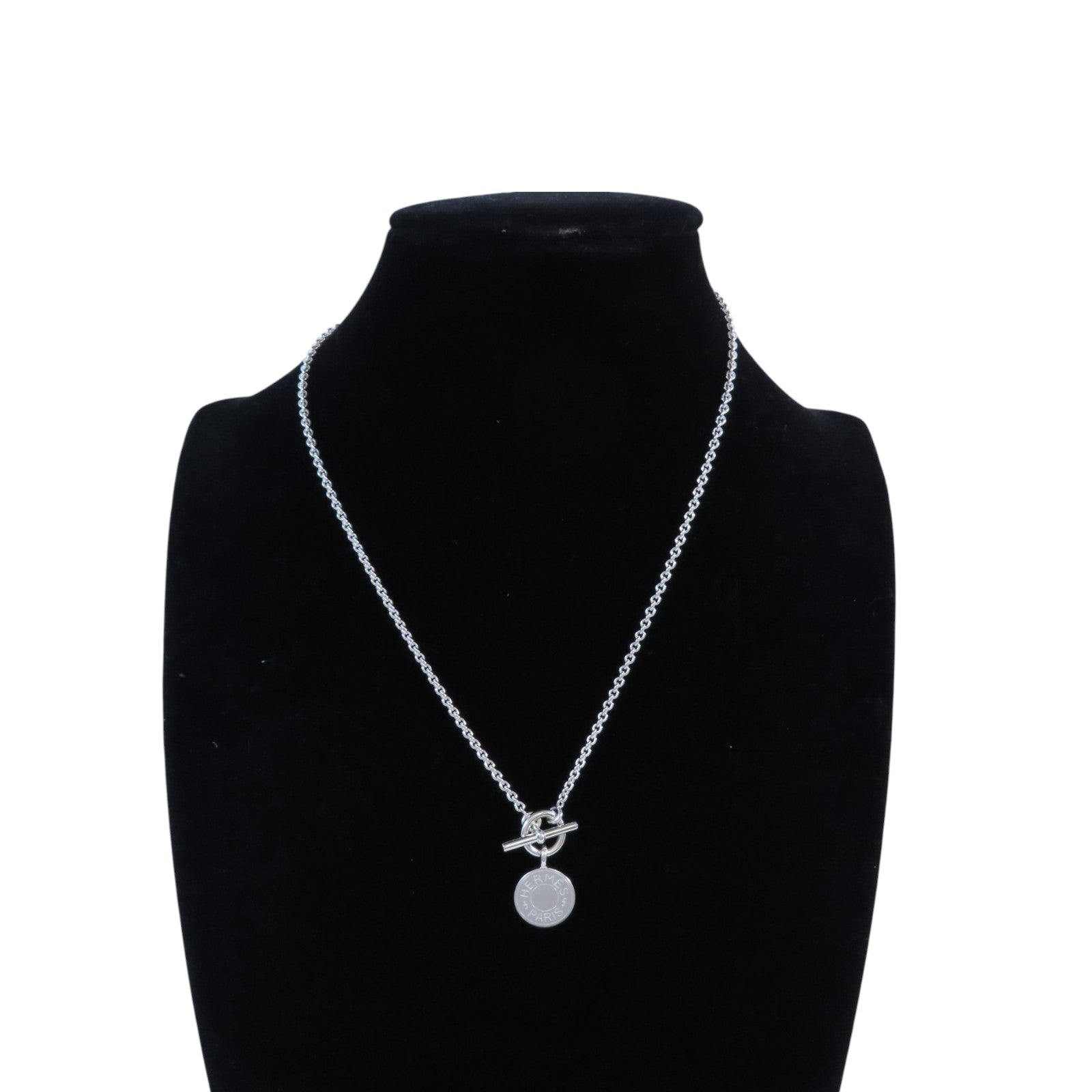 HERMES PHW Amulettes Hermes Ex-Libris Pendant Necklace 925 Sterling Silver