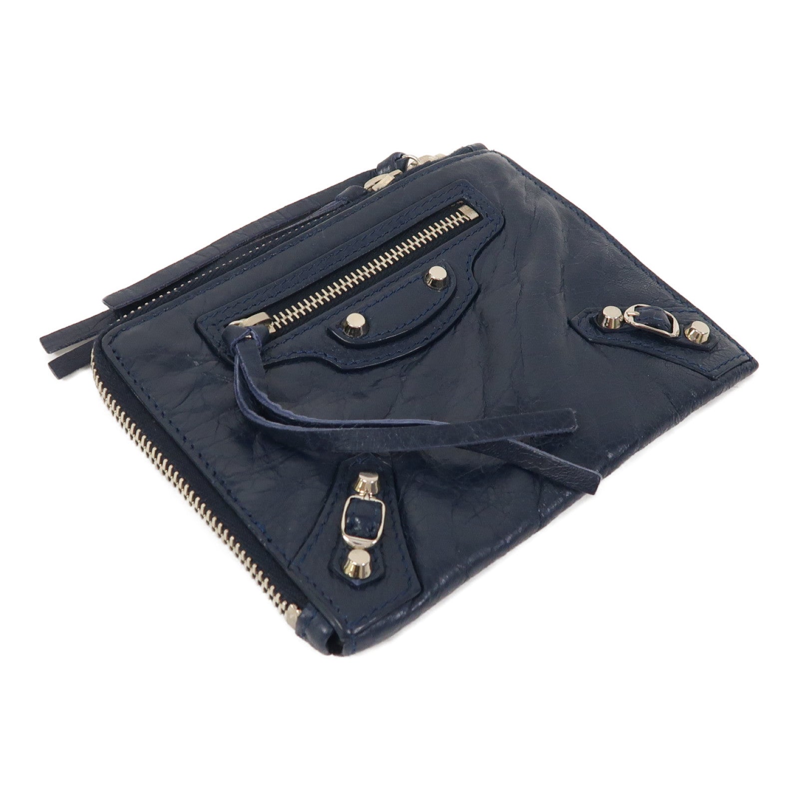 BALENCIAGA 牛皮皮革Coin Case銀扣零錢包藍色