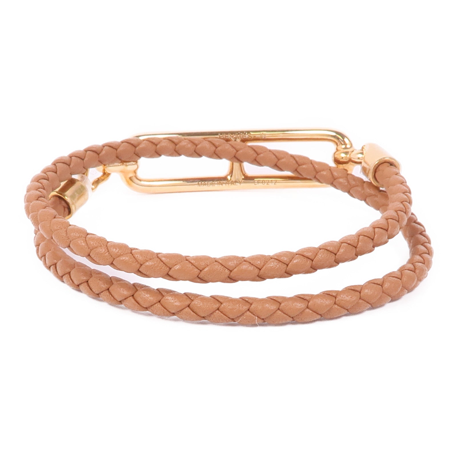 HERMES Swift皮革Roulis Double Tour Bracelet玫瑰金扣手鐲Gold