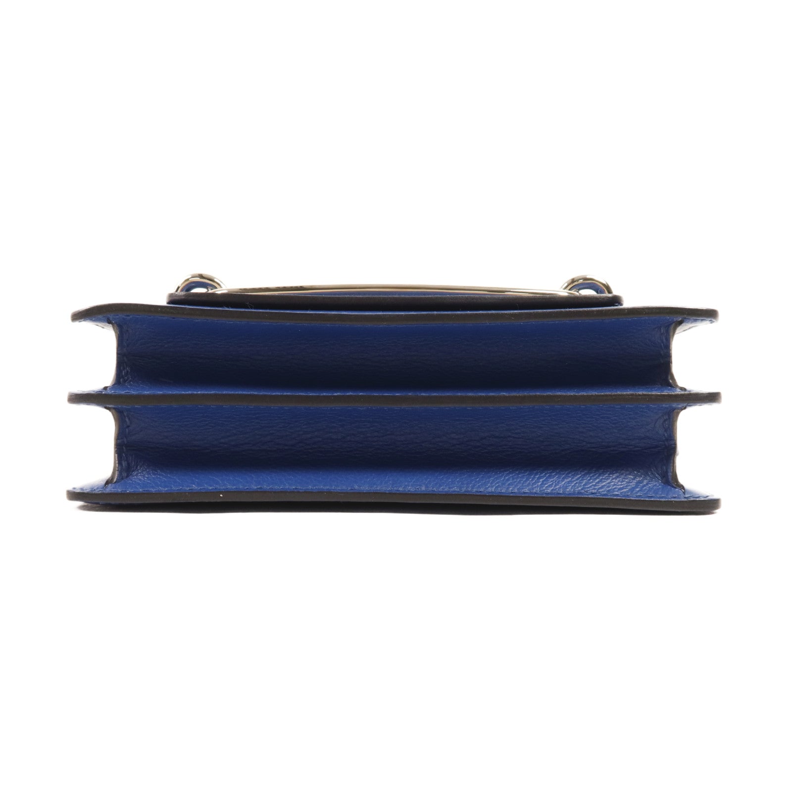 HERMES Evercolour皮革Roulis Mini銀扣肩背袋Blue Zellige