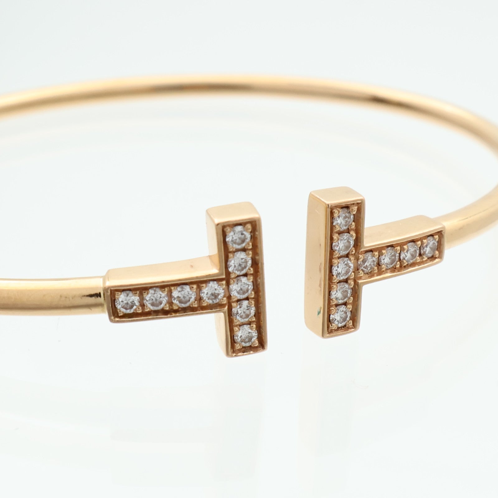 TIFFANY＆CO 18K玫瑰金T Wire Diamond Bangle鑽石手鐲