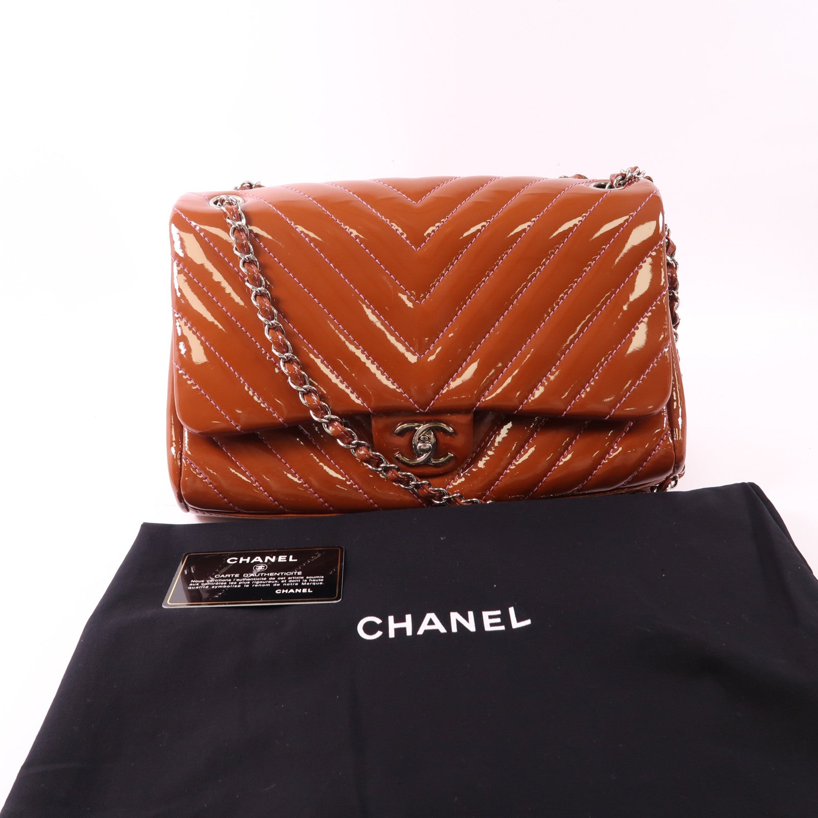CHANEL 【激減優惠】漆皮皮革Chain Shoulder銀扣鏈帶肩背袋